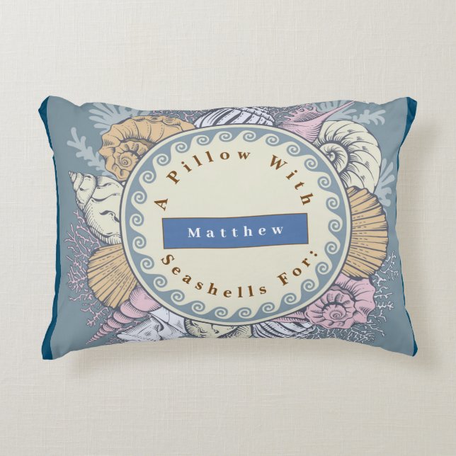 Coussins Décoratifs Reversible Personnaliser les coquillages Bleu Oran (Devant)