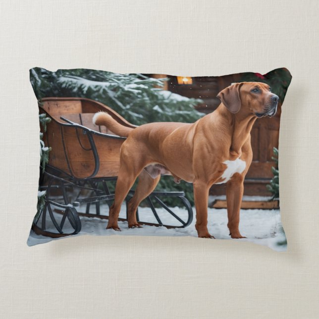 Coussins Décoratifs Rhodesian Ridgeback Fête des Fêtes Noël (Dos)