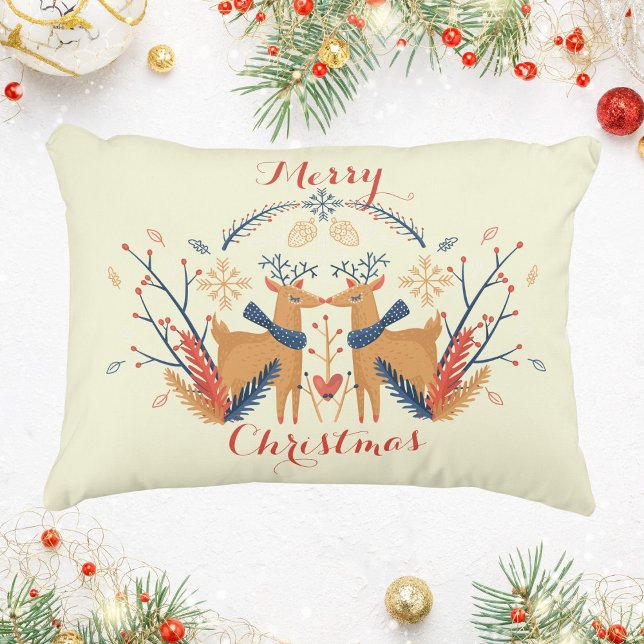Coussins Décoratifs Rindeer scandinave Nordic Merry Christmas Art (Scandinavian Folk Woodland Deer Cream Accent Pillow)