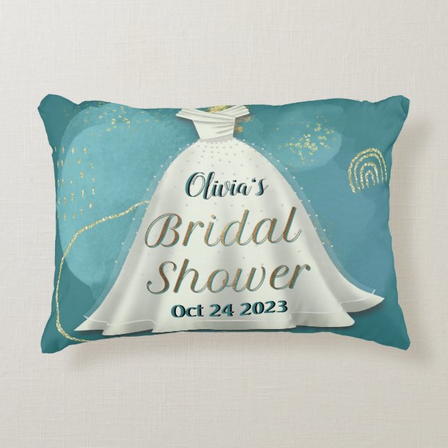Coussins Décoratifs Robe de mariée de douche nuptiale profond sarcelle (Devant)