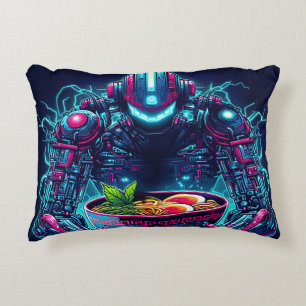 Coussins Décoratifs Robot Cyberpunk Futuriste Neon Nourriture Ramen