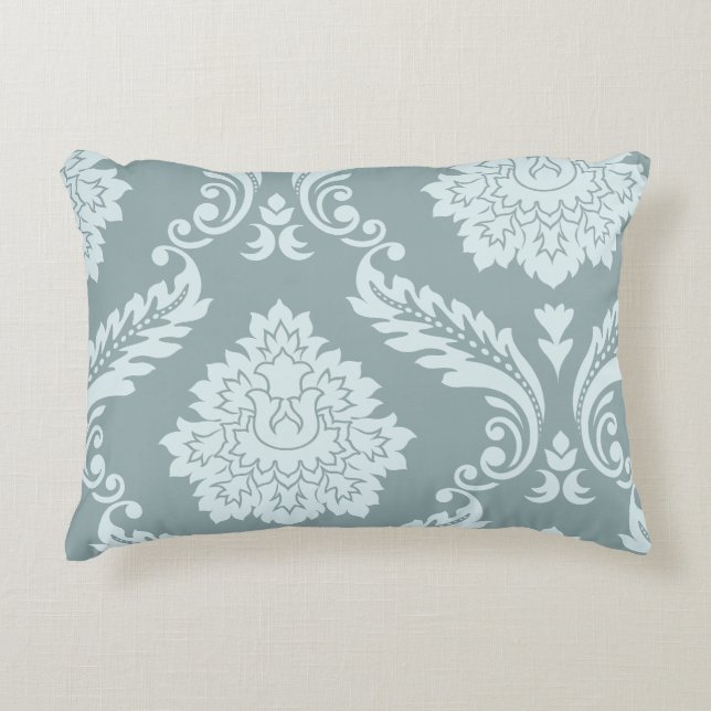 Coussins Décoratifs Rococo Damask Art I Duck Egg Blue+Teal (Devant)
