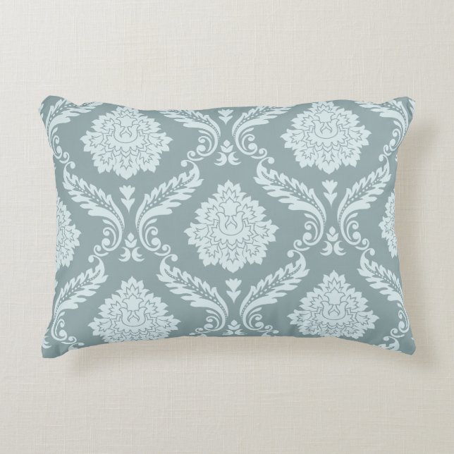 Coussins Décoratifs Rococo Damask Big Pattern Duck Egg Blue+Teal (Devant)