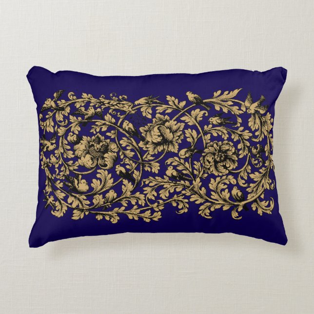 Coussins Décoratifs Rococo Vin et oiseaux Baroque du XVIIIe siècle Mot (Devant)