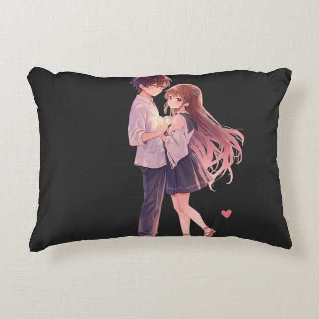 Coussins Décoratifs Romantic Anime Couple - Cute Aesthetic Lovers Art  (Devant)
