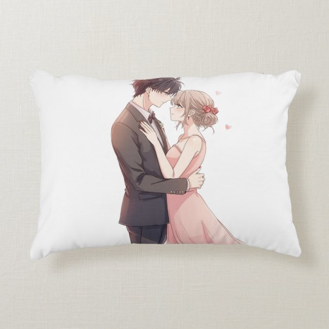 Coussins Décoratifs Romantic Anime Couple Embrace T-Shirt (Devant)