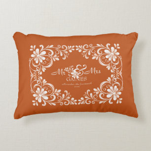 Coussins Décoratifs Romantique Burnt Orange Shabby Chic M. Mme Mariage