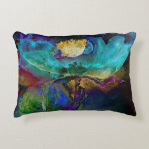 Coussins Décoratifs Romantique élégant tableau turquoise floral aquare