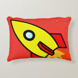 Coussins Décoratifs Roquette d'aventure spatiale de dessin coloré, OVN