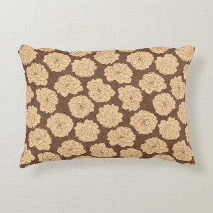 Coussins Décoratifs Rose baroque sur marron noyer - motif sans soudure