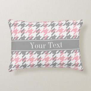 Coussins Décoratifs Rose Blanc Gris Foncé Toile de Chien Monogramme No