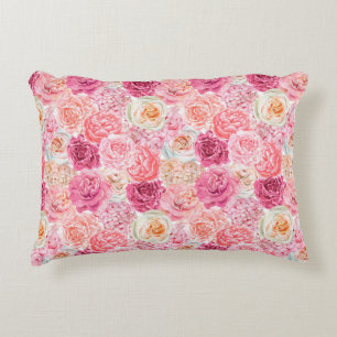Coussins Décoratifs Rose Blanc Rose Pâle Magenta Floral Fleurs
