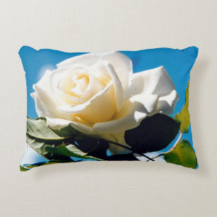 Coussins Décoratifs Rose blanche sous ciel bleu