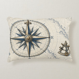 Coussins Décoratifs Rose de compas nautique vintage