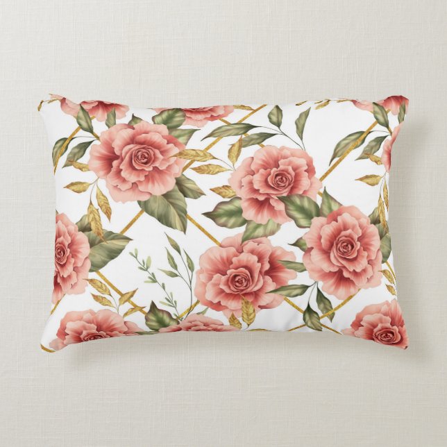 Coussins Décoratifs Rose et feuille (Devant)