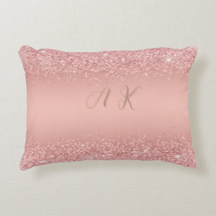 Coussins Décoratifs Rose Gold Élégant Luxe Monogramme Pailleté