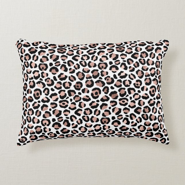 Coussins Décoratifs Rose Gold impression léopard noir guépard tendance (Devant)