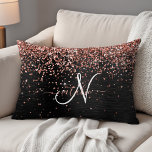 Coussins Décoratifs Rose personnalisé Parties scintillant or noir Étin<br><div class="desc">Personnalisez facilement ce design coussin élégant et tendance avec une jolie parties scintillant brillante or rose sur un arrière - plan métallique brossé noir.</div>