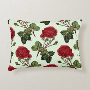 Coussins Décoratifs Rose Red Long Stem Motif Mint Green Arrière - plan