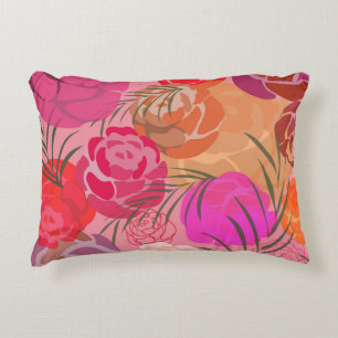 Coussins Décoratifs Rose rose motif avec fleurs et plantes