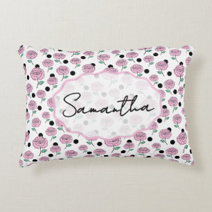 Coussins Décoratifs Rose rose noir motif graphique à pois Moderne