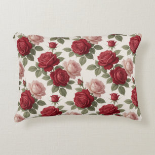 Coussins Décoratifs Rose rouge romantique de style floral vintage ✨
