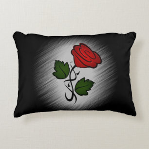 Coussins Décoratifs Rose rouge sur noir