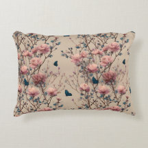 Roses de printemps vintage avec papillons bleus