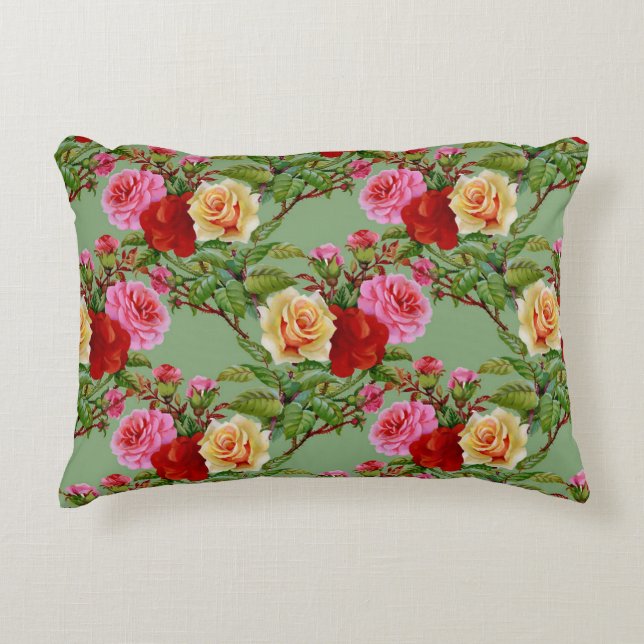 Coussins Décoratifs Roses et feuillage rose rouge Motif (Devant)