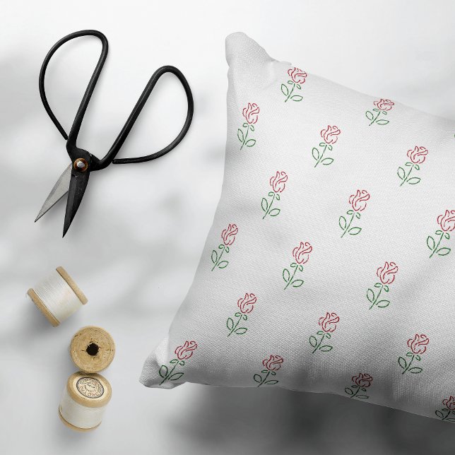 Coussins Décoratifs Roses Rouges, Motif De Roses, Fleurs (Créateur téléchargé)