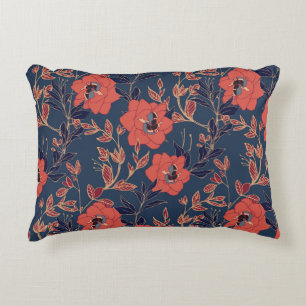 Coussins Décoratifs Roses rouges Peonies Arrière - plan foncé