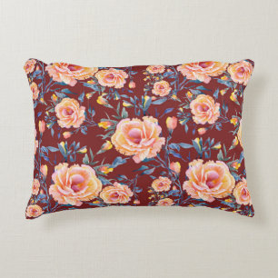 Coussins Décoratifs Roses, sans soudure, motif arrière - plan rouge