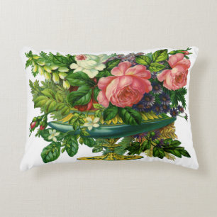 Coussins Décoratifs Roses vintages florales roses, Vase de fleurs