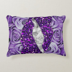 Coussins Décoratifs Roses Violettes Luxe Élégant Texture Liquide