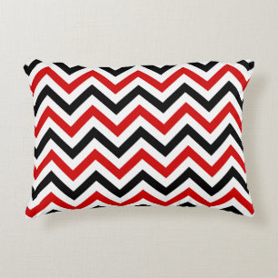 Coussins Décoratifs Rouge, Blanc, Noir Grand motif chevron zigzag