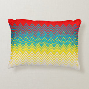 Coussins Décoratifs Rouge bleu jaune blanc Zigzag