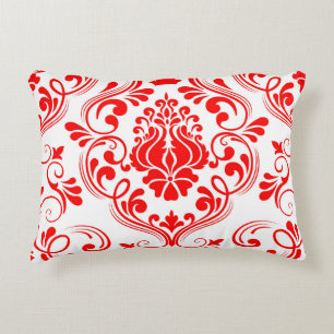 Coussins Décoratifs Rouge et blanc Damas Floral Élégant Motif