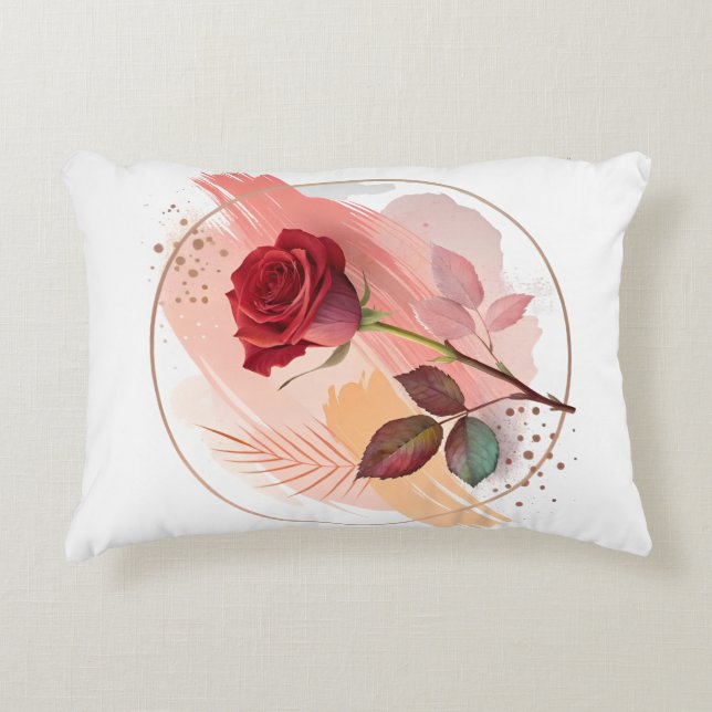 Coussins Décoratifs Rouge Éternel : Une Rose Moderne en Harmonie Abstr (Devant)