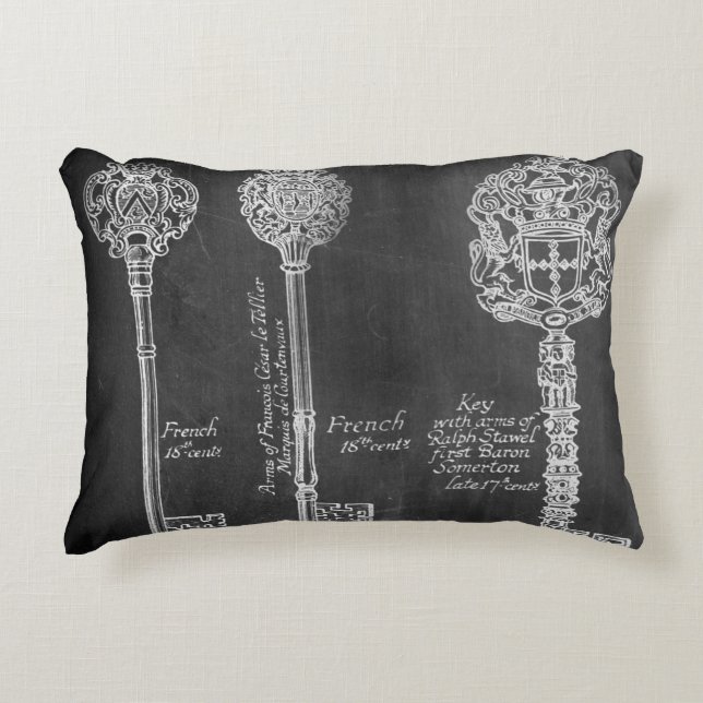 Coussins Décoratifs Rousty Chalkboard Victorian steampunk clés squelet (Devant)