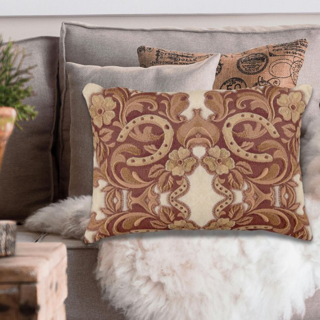 Coussins Décoratifs roux rustique cowgirl western pays floral (rustic horseshoe cowgirl western country floral decorative pillow)