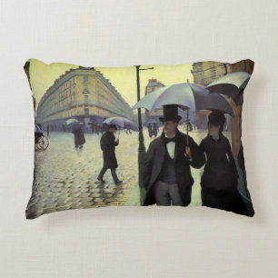 Coussins Décoratifs Rue de Paris par temps de pluie par Gustave Caille