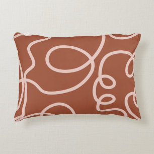 Coussins Décoratifs Rust Terracotta Moderne Ligne minimes Brush Stroke