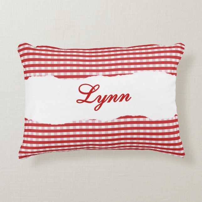 Coussins Décoratifs Rustic Red Gingham Personalized Name (Devant)