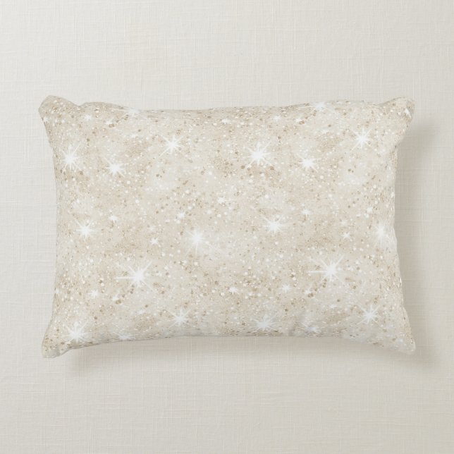 Coussins Décoratifs Sable Champagne Crème Paillettes  (Devant)