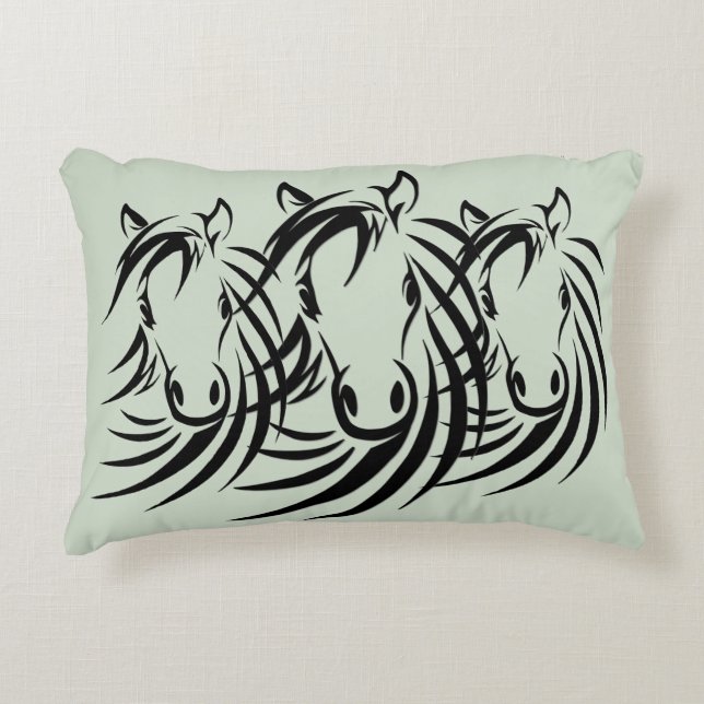 Coussins Décoratifs Sac à cordon vert tête de cheval noir (Devant)