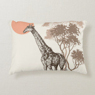 Coussins Décoratifs Safari Coucher de soleil Giraffe Paysage naturel