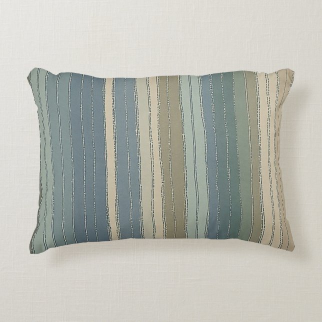 Coussins Décoratifs Sage bleu sarcelle et rayures beige (Devant)