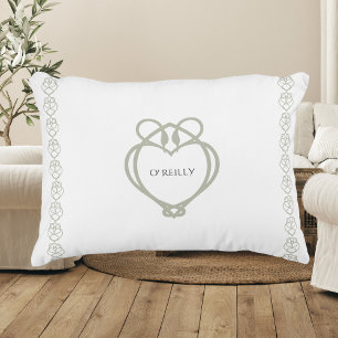 Coussins Décoratifs Sage Green Irish Celtic Swan Love Knot Nom de fami