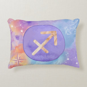 Coussins Décoratifs Sagittaire Aquarelle Violette Astrologie Zodiaque