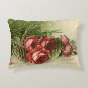 Coussins Décoratifs Saint-Valentin d'amour vintage, roses rouges cramo